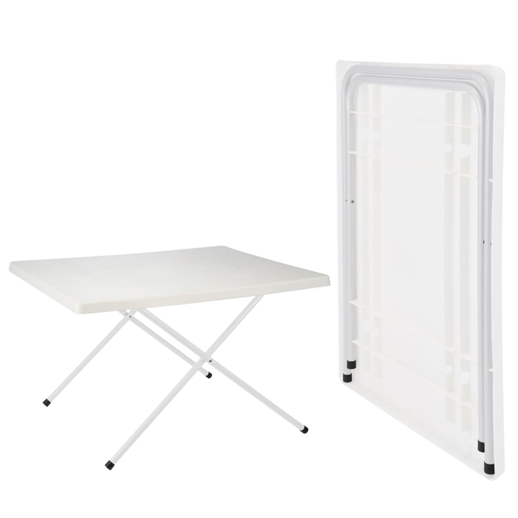 HI Skládací kempingový stůl bílý nastavitelný 80 x 60 x 51/61 cm