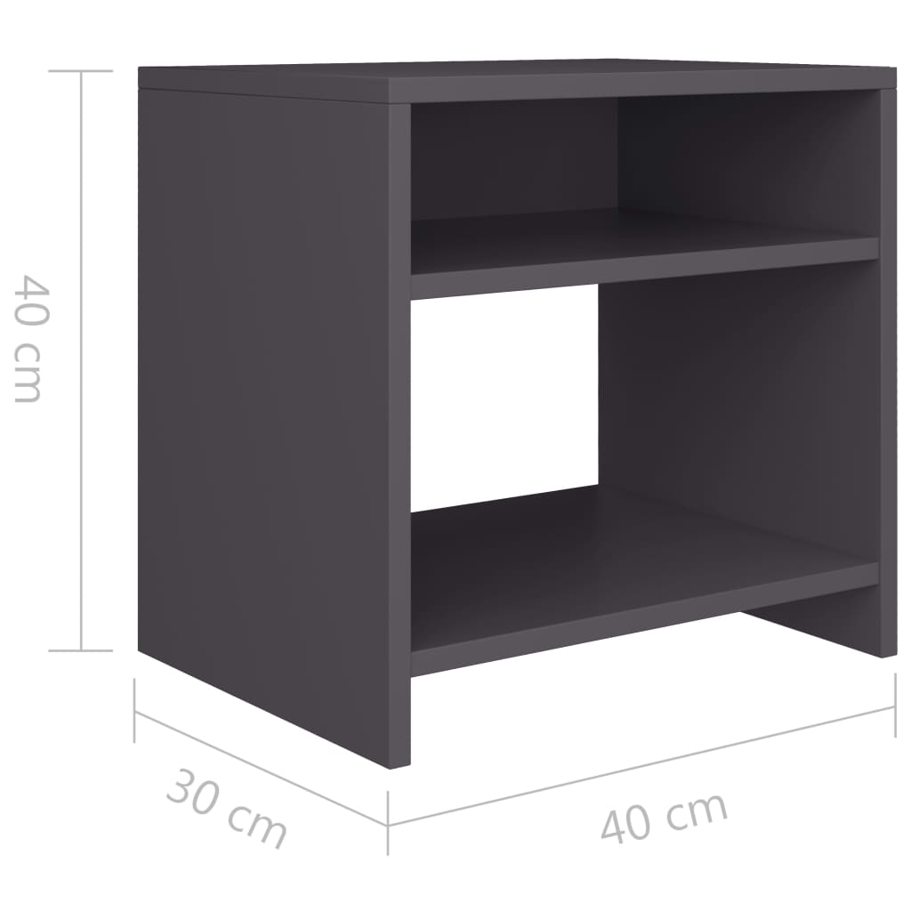 vidaXL Noční stolek šedý 40 x 30 x 40 cm dřevotříska