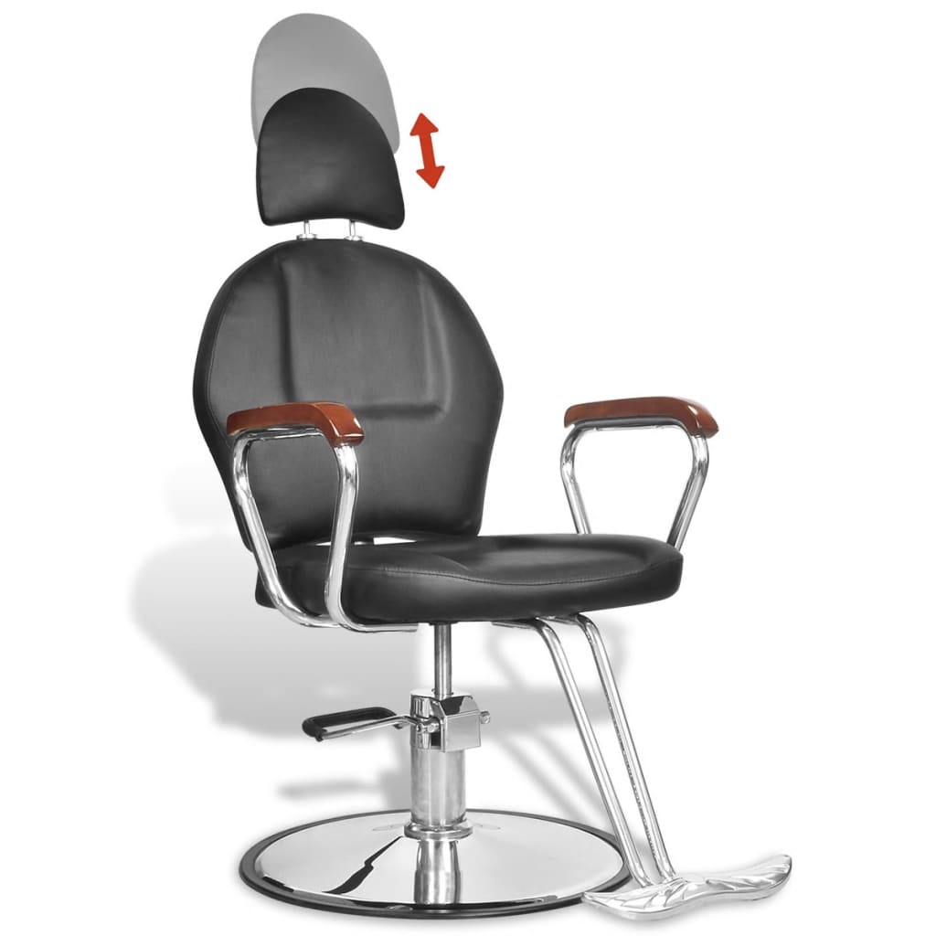 Profesionální holičská židle s opěrkou hlavy umělá kůže černá