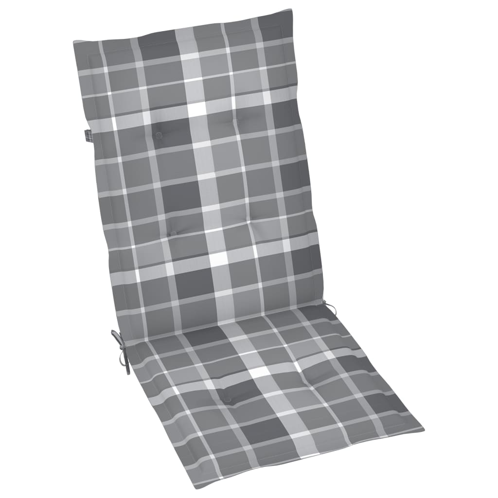 vidaXL Zahradní židle 4 ks šedé kárované podušky masivní teak