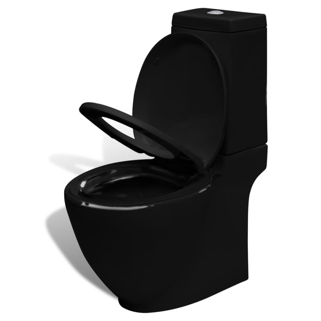Černá keramická toaleta a bidet