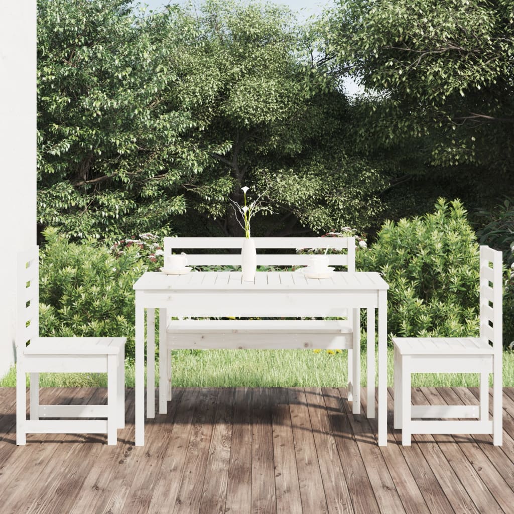 vidaXL 4dílný zahradní jídelní set bílý masivní borové dřevo