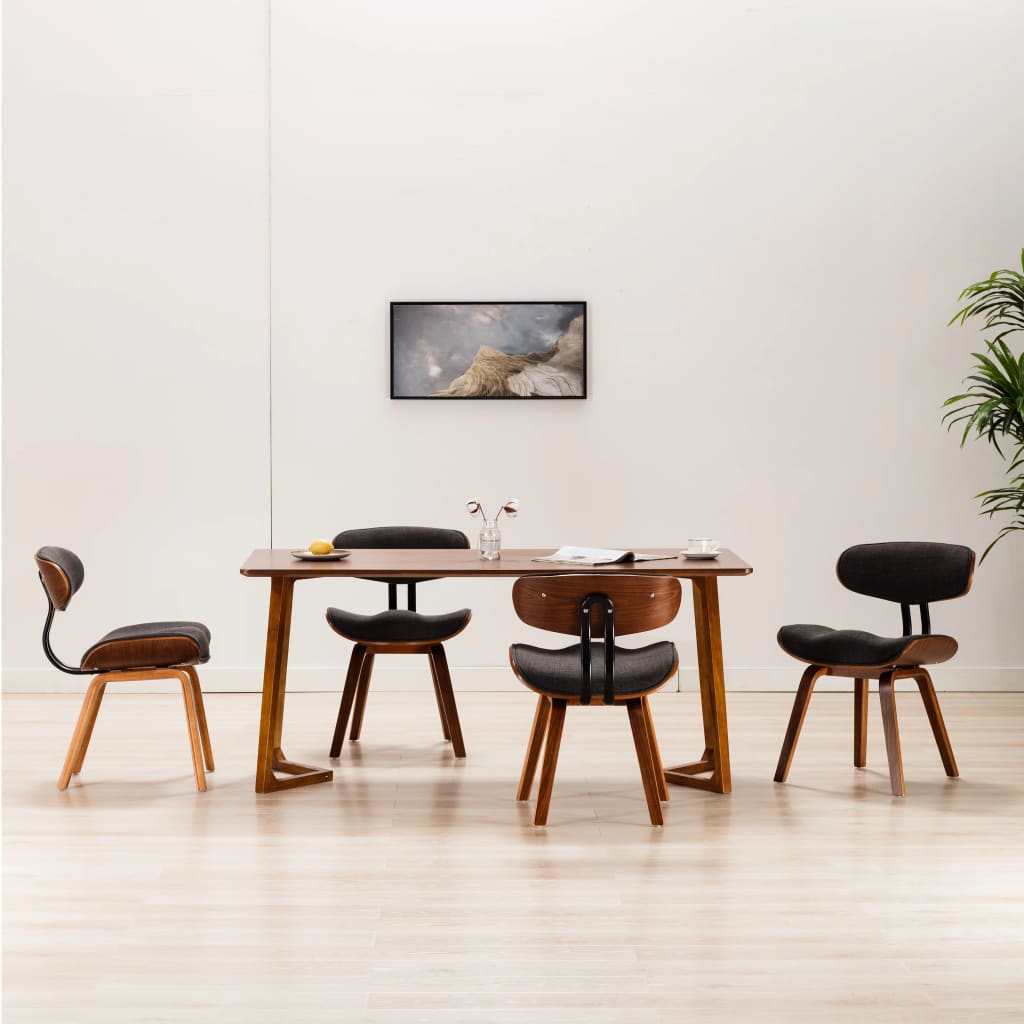 vidaXL Jídelní židle 4 ks šedé ohýbané dřevo a textil