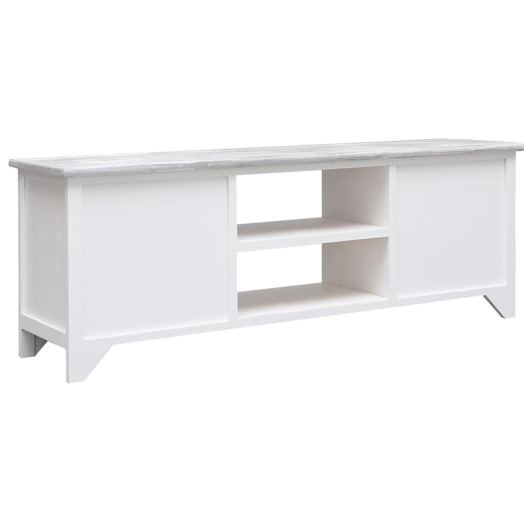 vidaXL TV stolek bílo-šedý 108 x 30 x 40 cm masivní dřevo pavlovnie