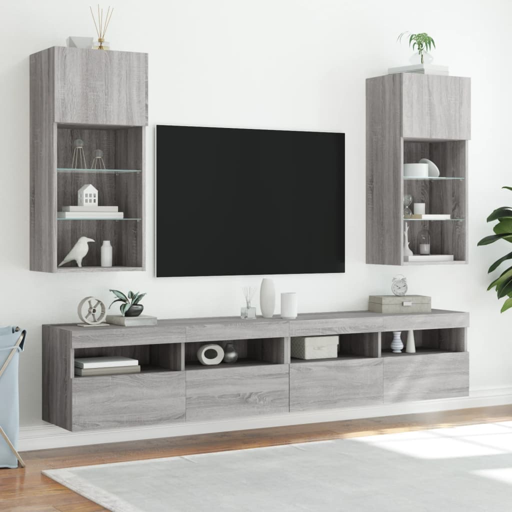 vidaXL TV skříňky s LED osvětlením 2 ks šedé sonoma 40,5 x 30 x 90 cm