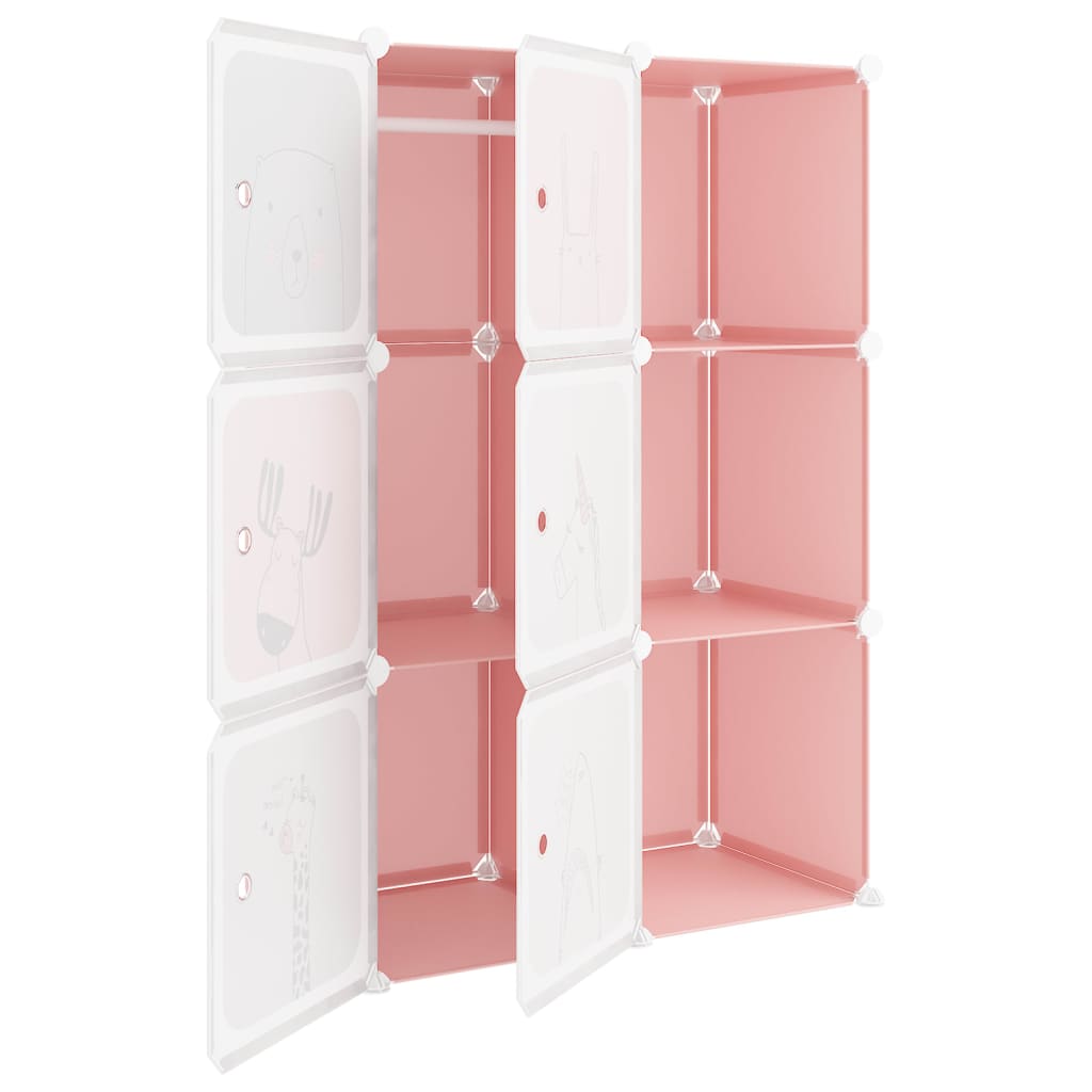 vidaXL Dětská modulární skříň s 6 úložnými boxy růžová PP