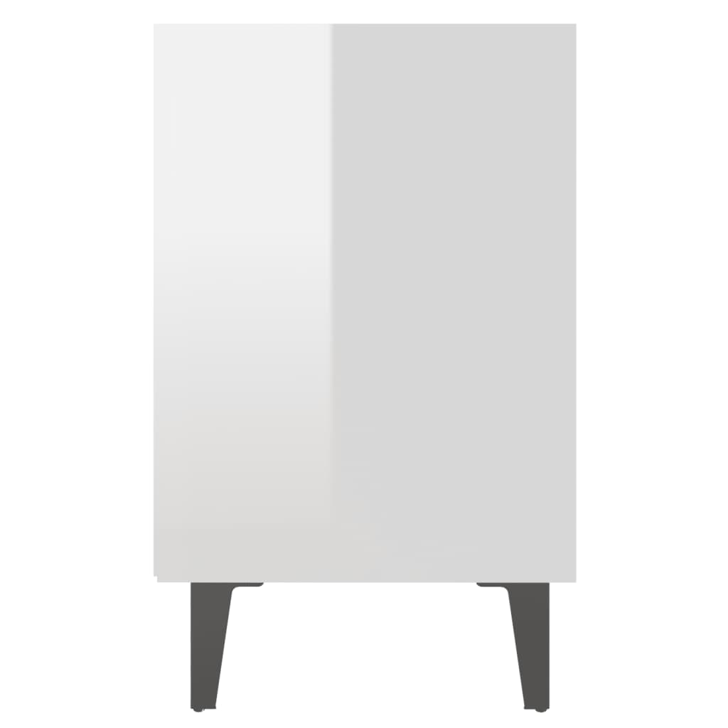 vidaXL Noční stolek s kovovými nohami lesklý bílý 40 x 30 x 50 cm