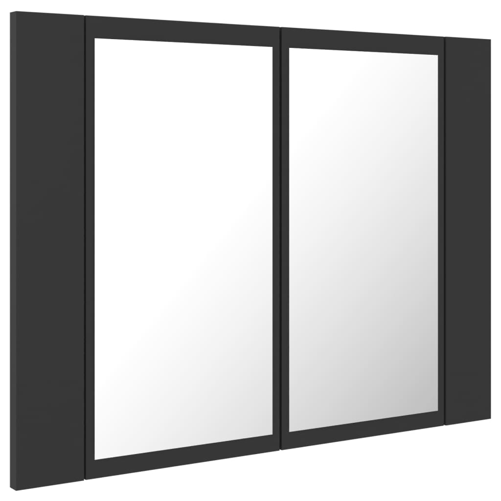 vidaXL LED koupelnová skříňka se zrcadlem šedá 60 x 12 x 45 cm akryl
