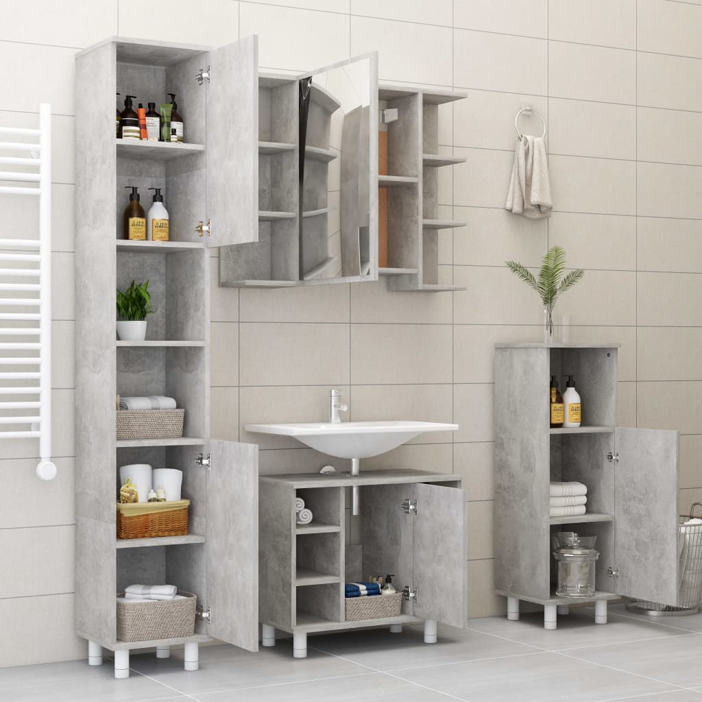 vidaXL Koupelnová skříňka betonově šedá 30 x 30 x 179 cm dřevotříska