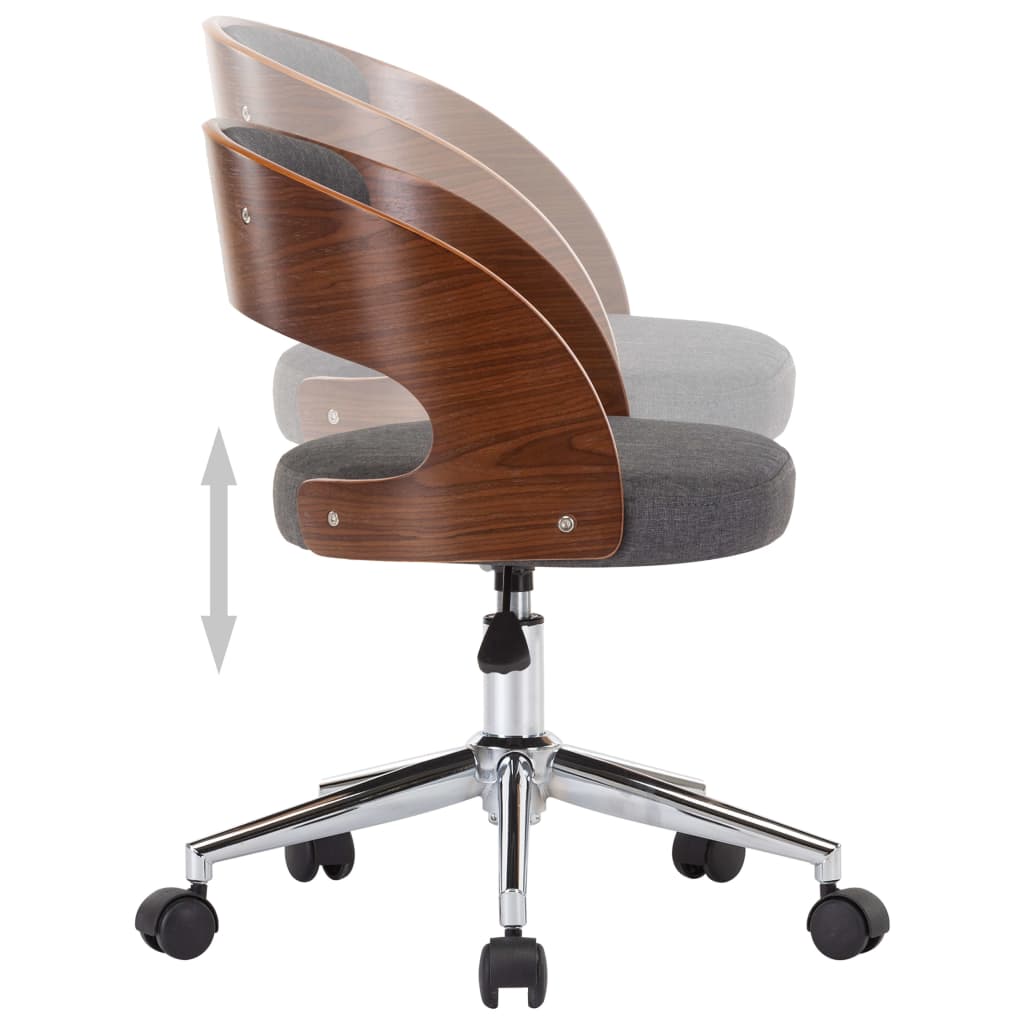 vidaXL Otočné jídelní židle 4 ks šedé ohýbané dřevo a textil
