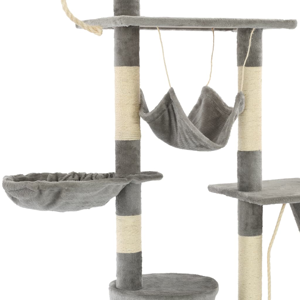 vidaXL Škrabadlo pro kočky se sisalovými sloupky 230–250 cm šedé