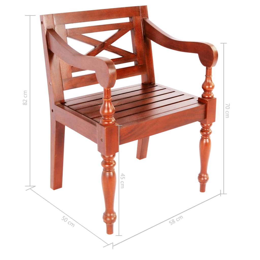 vidaXL Židle Batavia 2 ks tmavě hnědé masivní mahagonové dřevo