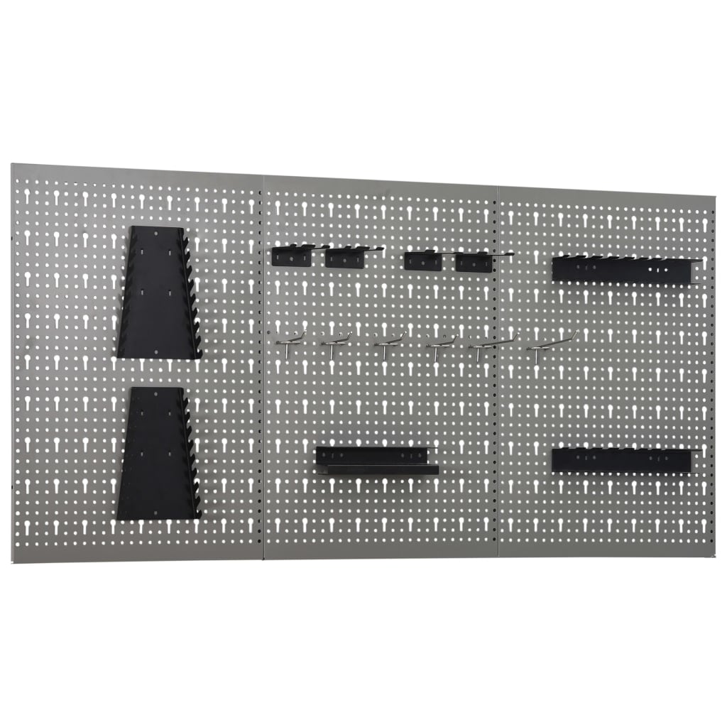 vidaXL Nástěnné děrované panely 3 ks 40 x 58 cm ocel