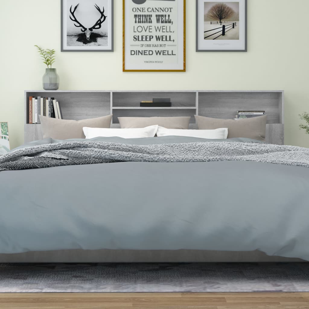 vidaXL Čelo postele s úložným prostorem šedá sonoma 200 x 19 x 103,5cm