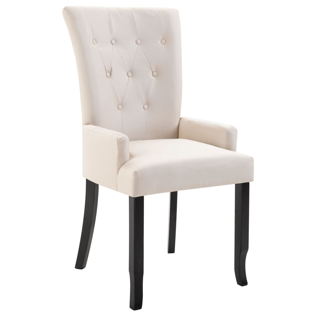 vidaXL Jídelní židle s područkami béžová textil
