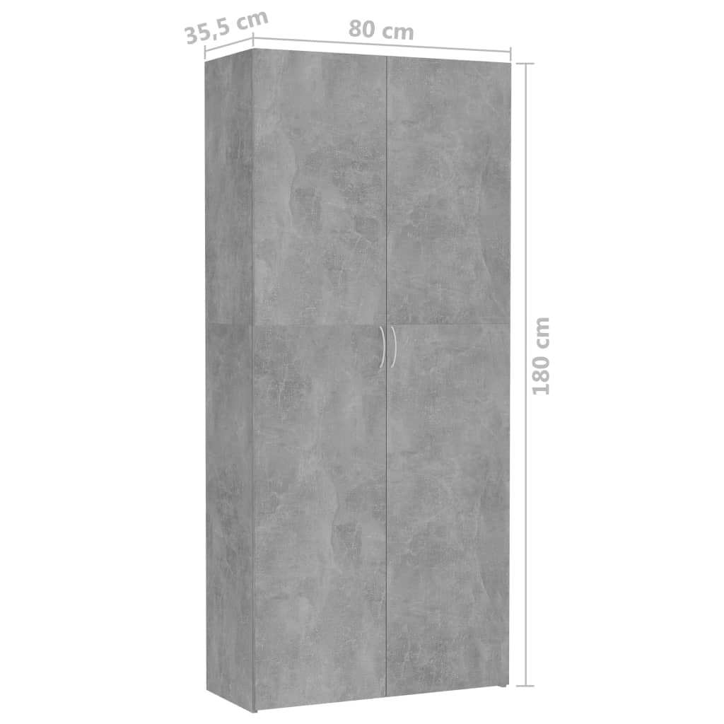 vidaXL Úložná skříň betonově šedá 80 x 35,5 x 180 cm dřevotříska