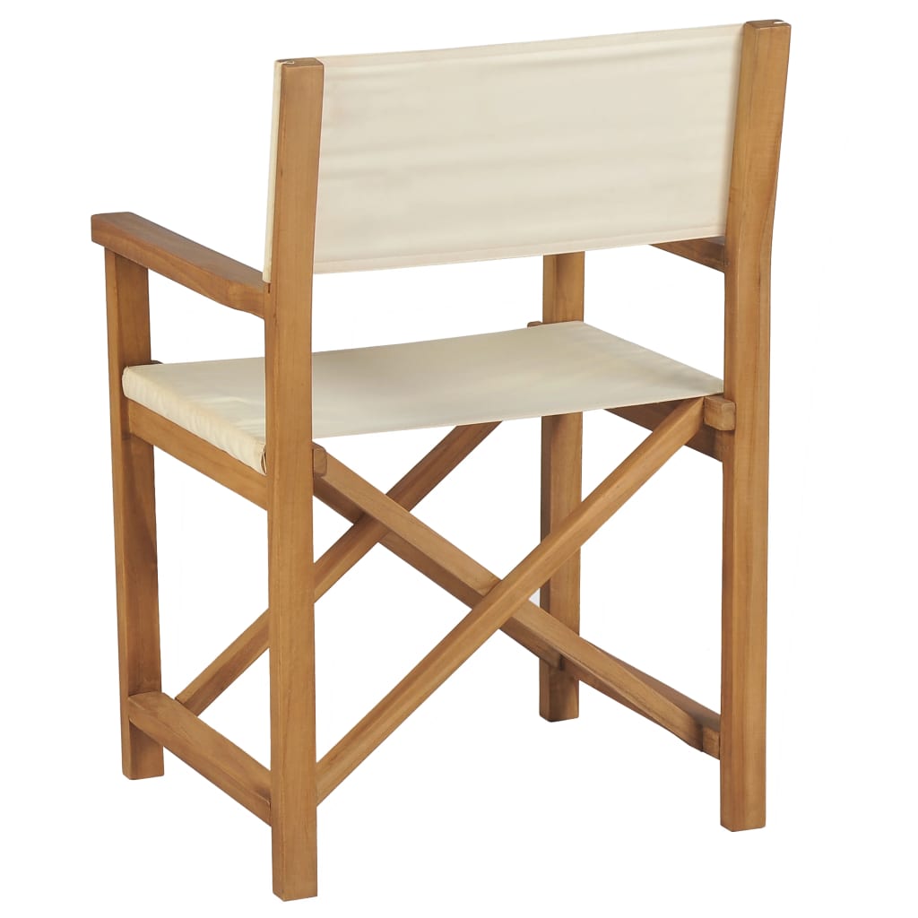 vidaXL Skládací režisérská židle masivní teakové dřevo krémové bílé