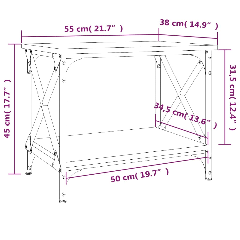 vidaXL Odkládací stolek šedý sonoma 55 x 38 x 45 cm kompozitní dřevo