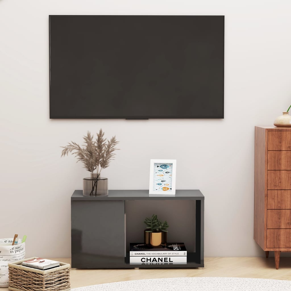 vidaXL TV skříňka šedá s vysokým leskem 60 x 24 x 32 cm dřevotříska