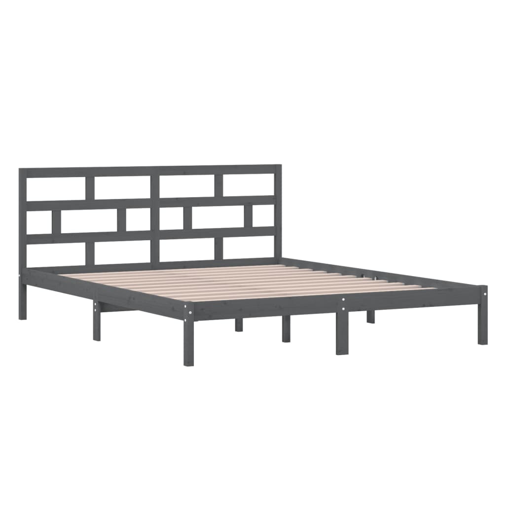 vidaXL Rám postele šedý 120 x 190 cm Small Double masivní dřevo