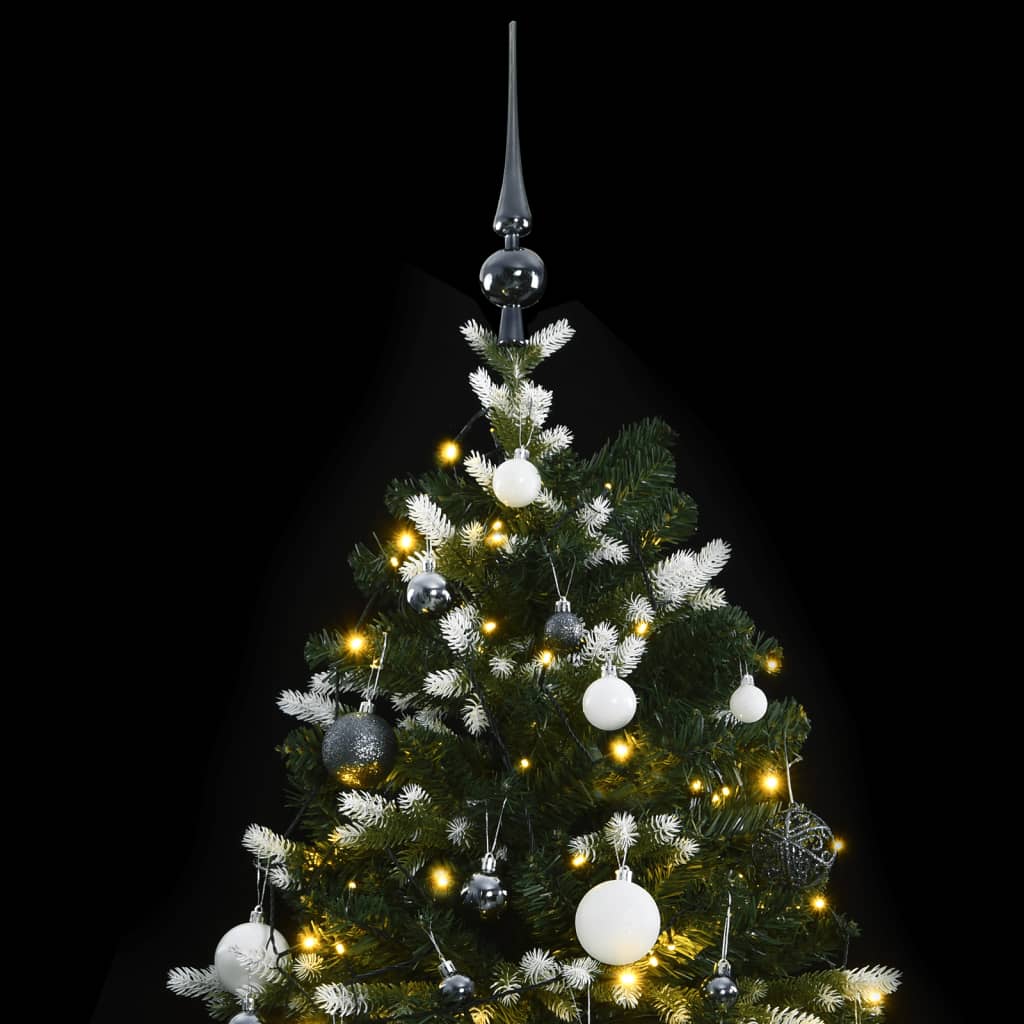 vidaXL Umělý sklápěcí vánoční stromek s 300 LED a koulemi 180 cm