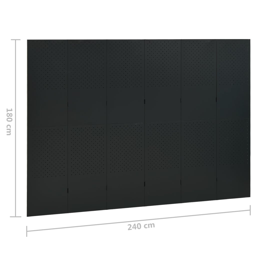 vidaXL 6dílné paravány 2 ks černé 240x180 cm ocel