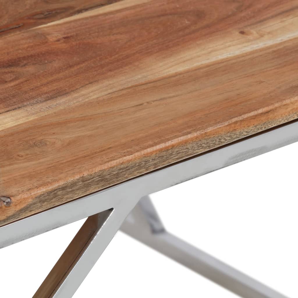 vidaXL Konferenční stolek stříbrný nerezová ocel a masivní akácie