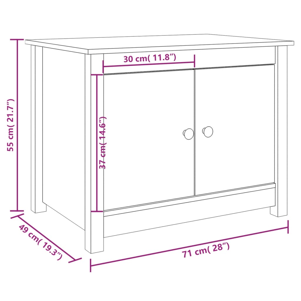 vidaXL Konferenční stolek bílý 71 x 49 x 55 cm masivní borové dřevo
