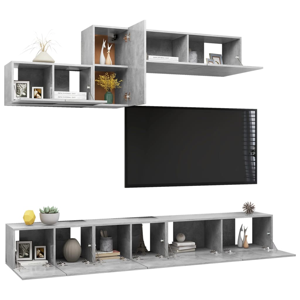 vidaXL 6dílný set TV skříněk betonově šedý dřevotříska