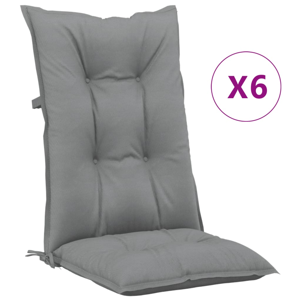 vidaXL Podušky na židli vysoké opěradlo 6 ks šedé 120x50x7 cm textil