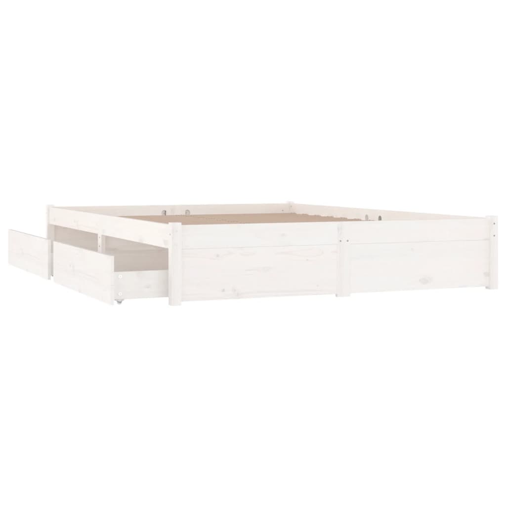 vidaXL Rám postele se zásuvkami bílý 200 x 200 cm
