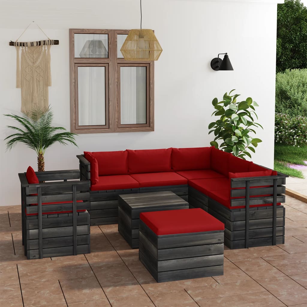 vidaXL 8dílná zahradní sedací souprava z palet + podušky borové dřevo
