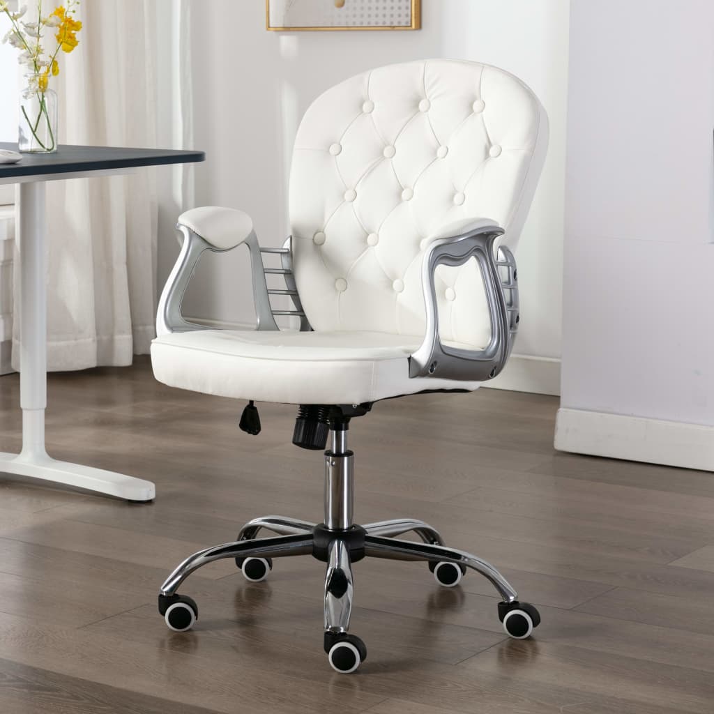 vidaXL Otočná kancelářská židle bílá umělá kůže