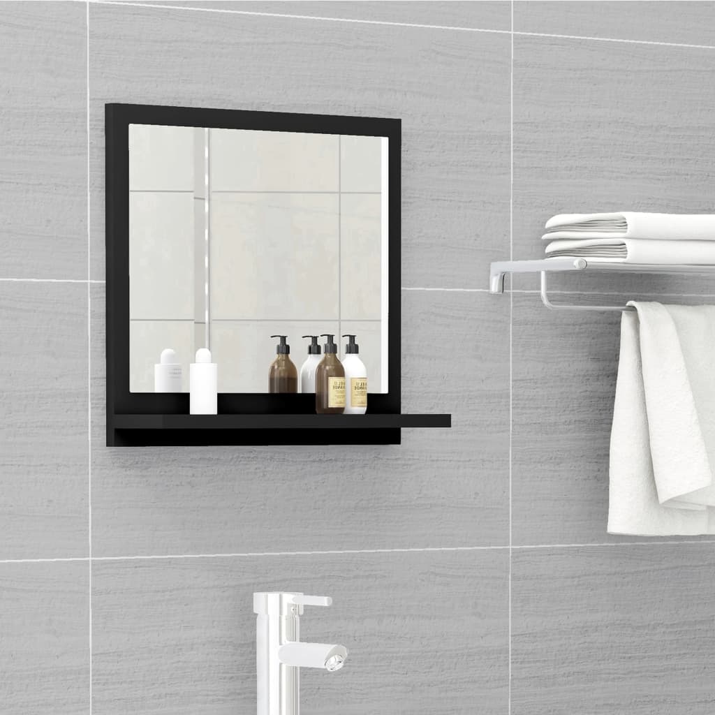 vidaXL Koupelnové zrcadlo černé 40 x 10,5 x 37 cm dřevotříska