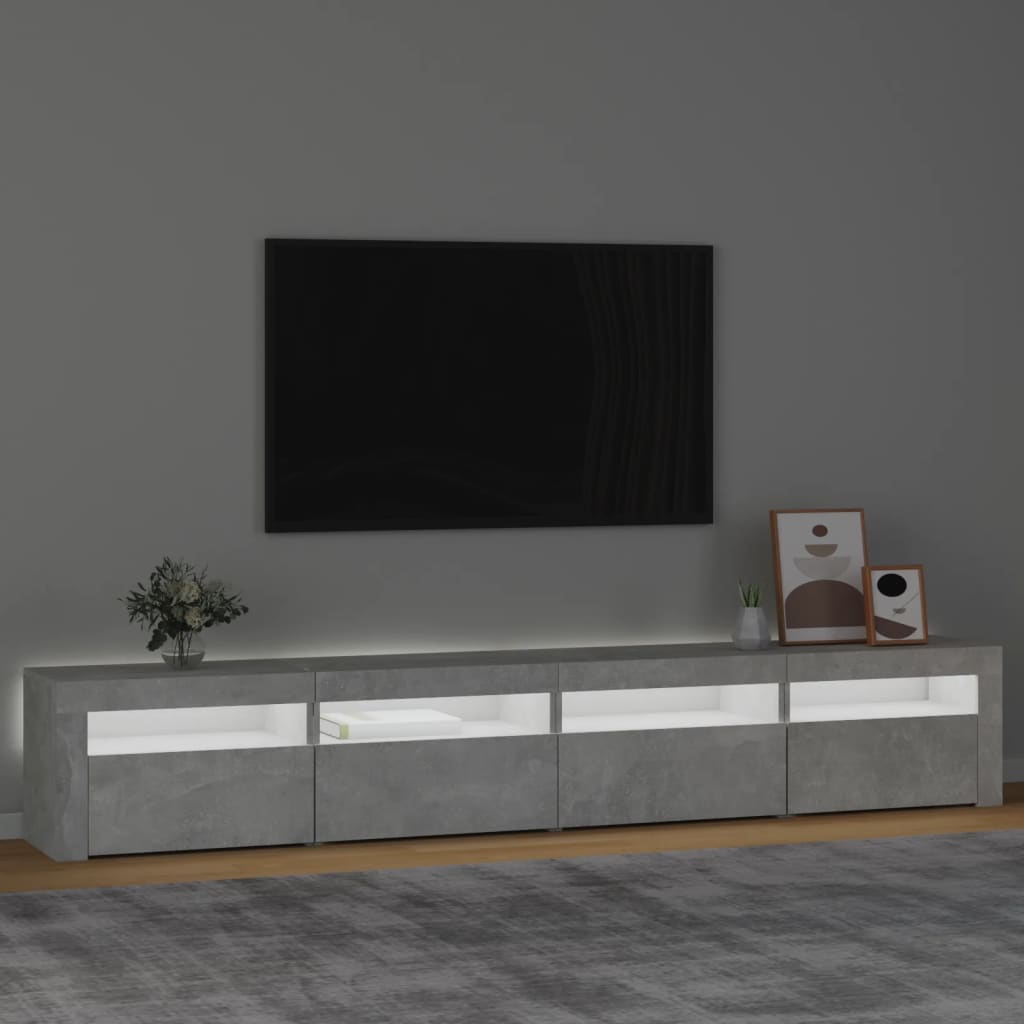 vidaXL TV skříňka s LED osvětlením betonově šedá 240x35x40 cm