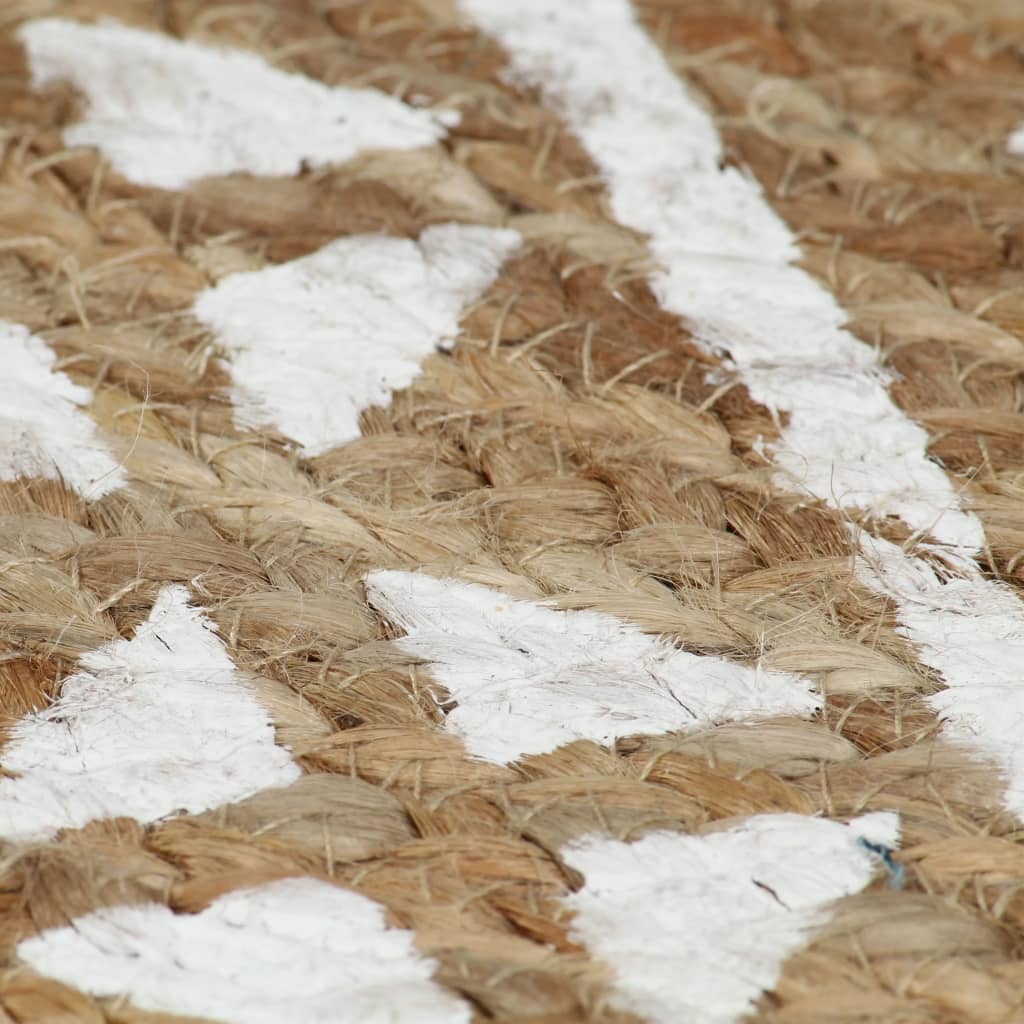 vidaXL Ručně vyrobený koberec z juty s bílým potiskem 90 cm