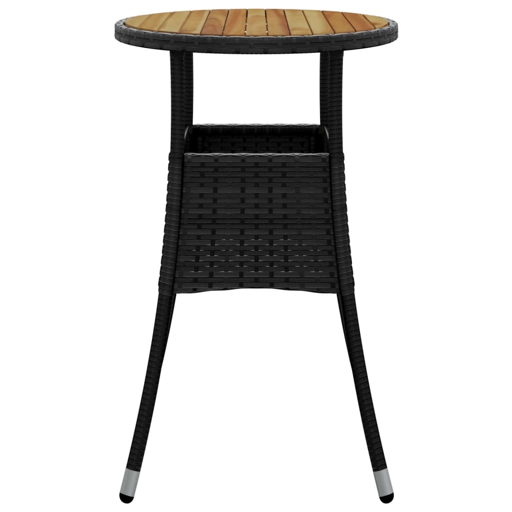 vidaXL Zahradní stůl Ø 60 x 75 cm akáciové dřevo a polyratan černý