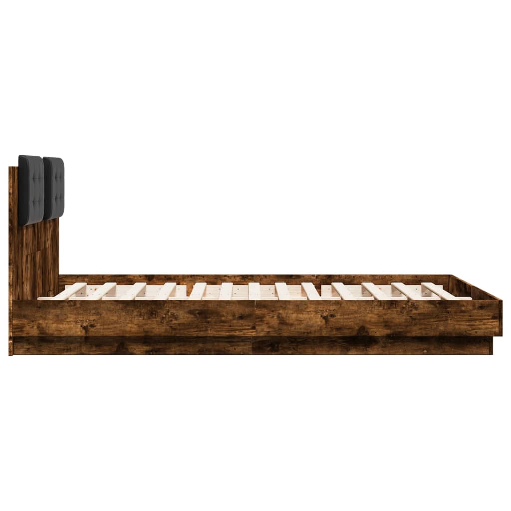 vidaXL Rám postele s čelem kouřový dub 120 x 200 cm kompozitní dřevo