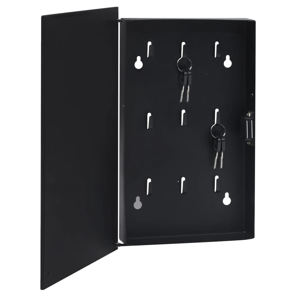 vidaXL Schránka na klíče s magnetickou deskou černá 30 x 20 x 5,5 cm