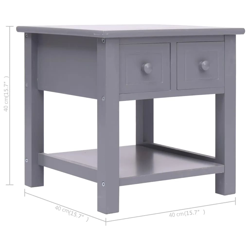 vidaXL Odkládací stolek šedý 40 x 40 x 40 cm dřevo pavlovnie