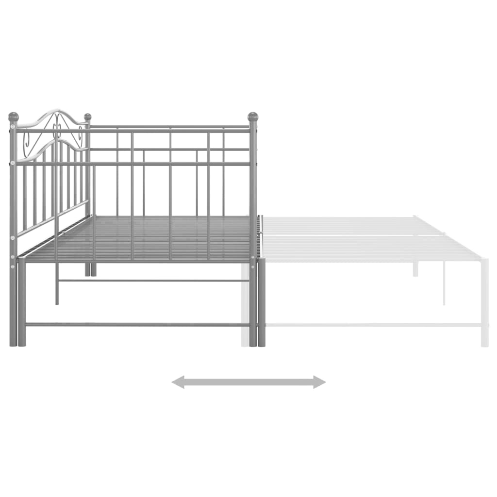 vidaXL Rám vysouvací postele/pohovky šedý kovový 90 x 200 cm