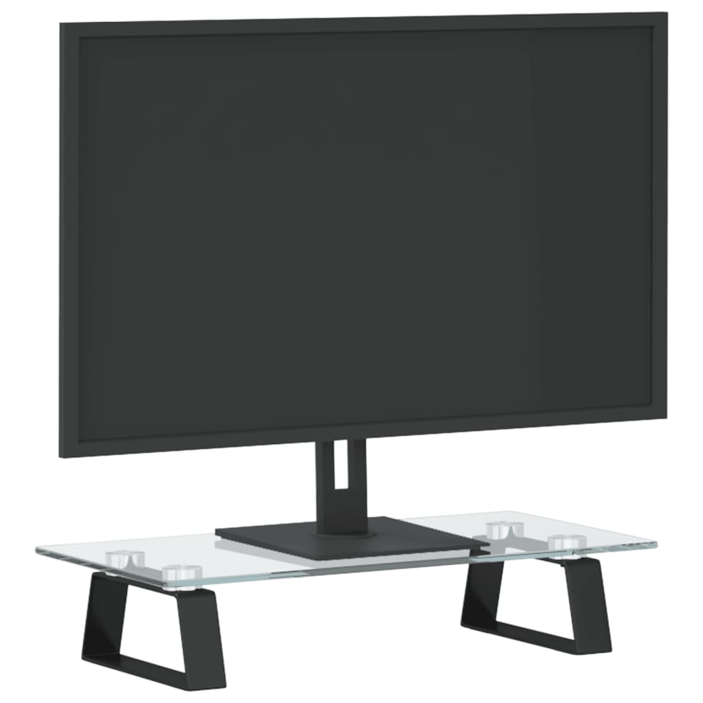 vidaXL Stojan na monitor černý 40 x 20 x 8 cm tvrzené sklo a kov