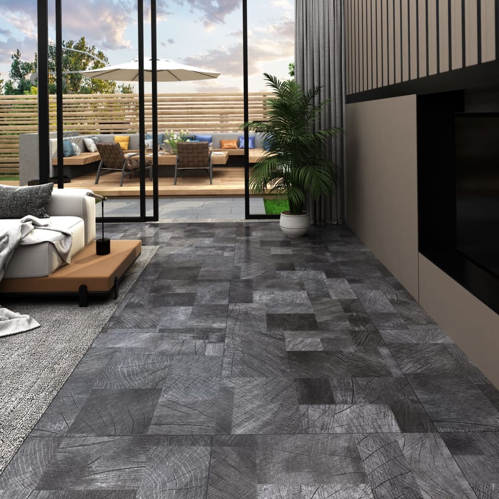 vidaXL Podlahová krytina PVC samolepicí 5,11 m² kresba dřeva šedá