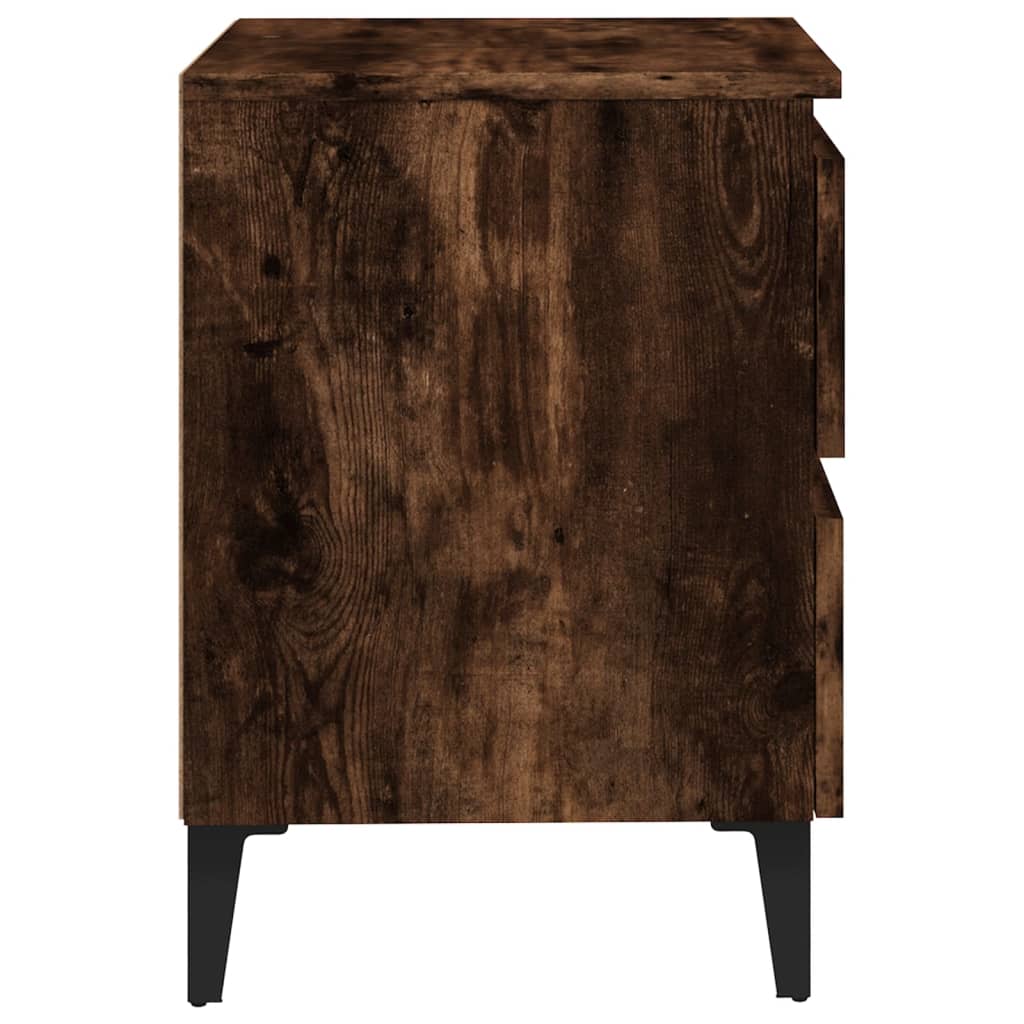 vidaXL Noční stolek s kovovými nohami kouřový dub 40 x 35 x 50 cm