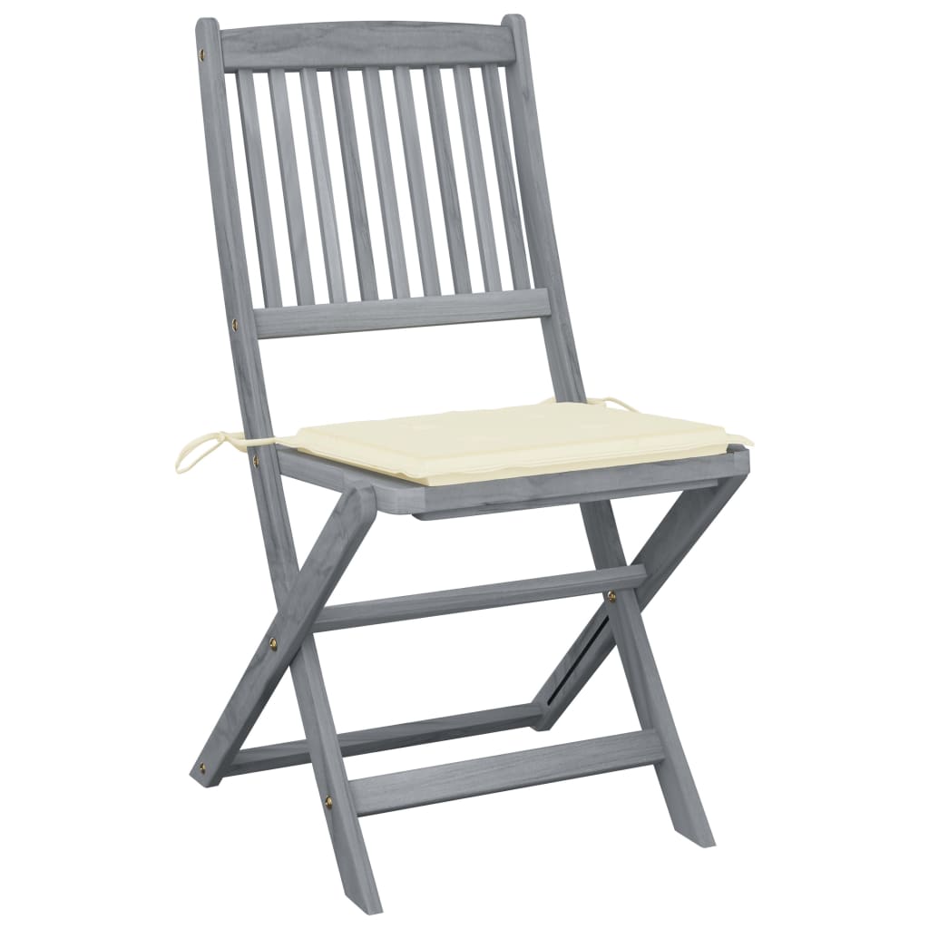vidaXL Skládací zahradní židle s poduškami 4 ks masivní akáciové dřevo