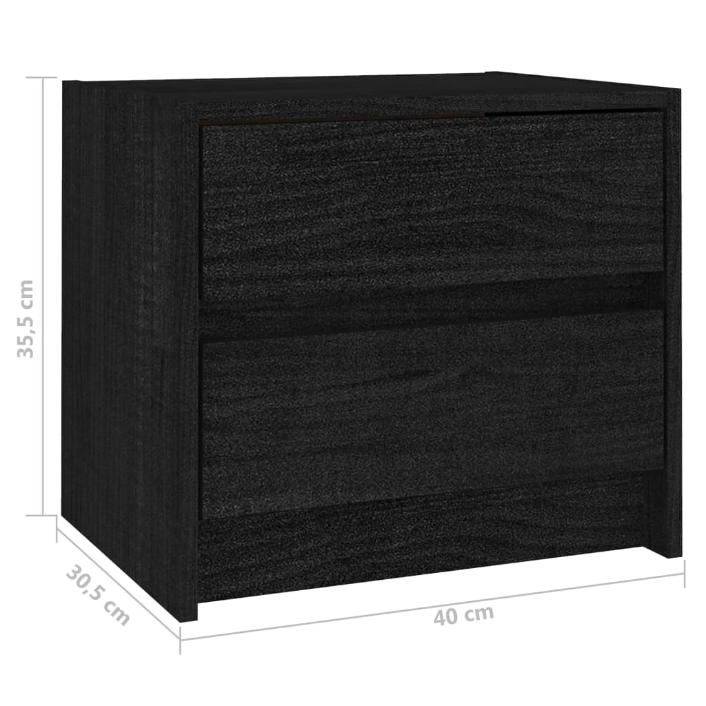 vidaXL Noční stolky 2 ks černé 40 x 30,5 x 35,5 cm masivní borovice