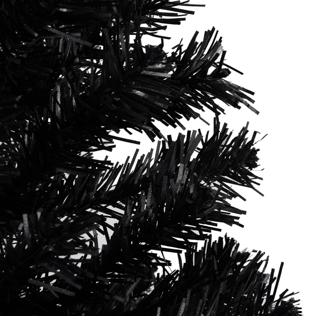 vidaXL Umělý vánoční stromek s LED a sadou koulí černý 180 cm PVC