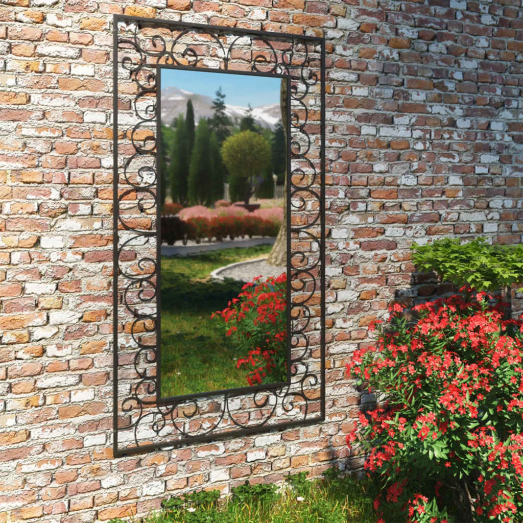 vidaXL Zahradní nástěnné zrcadlo obdélníkové 60 x 110 cm černé