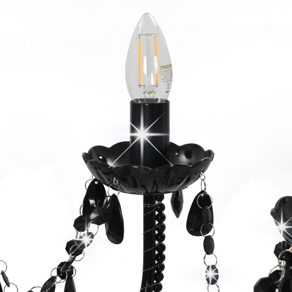 vidaXL Lustr s korálky černý 12 x žárovky E14