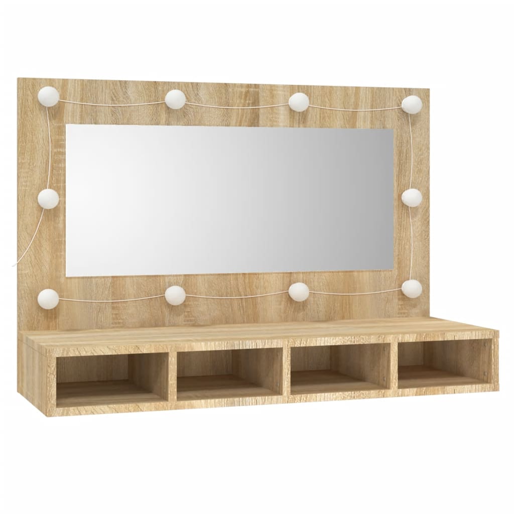 vidaXL Zrcadlová skříňka s LED dub sonoma 90 x 31,5 x 62 cm